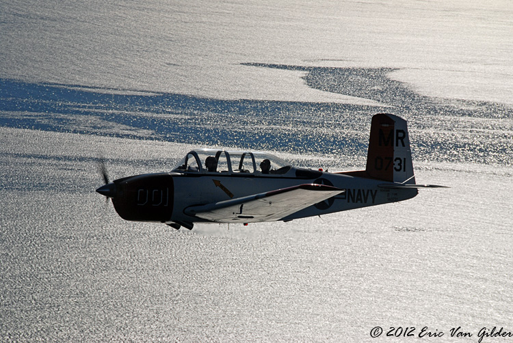 Marc Russell in his T-34 over the Pacific.