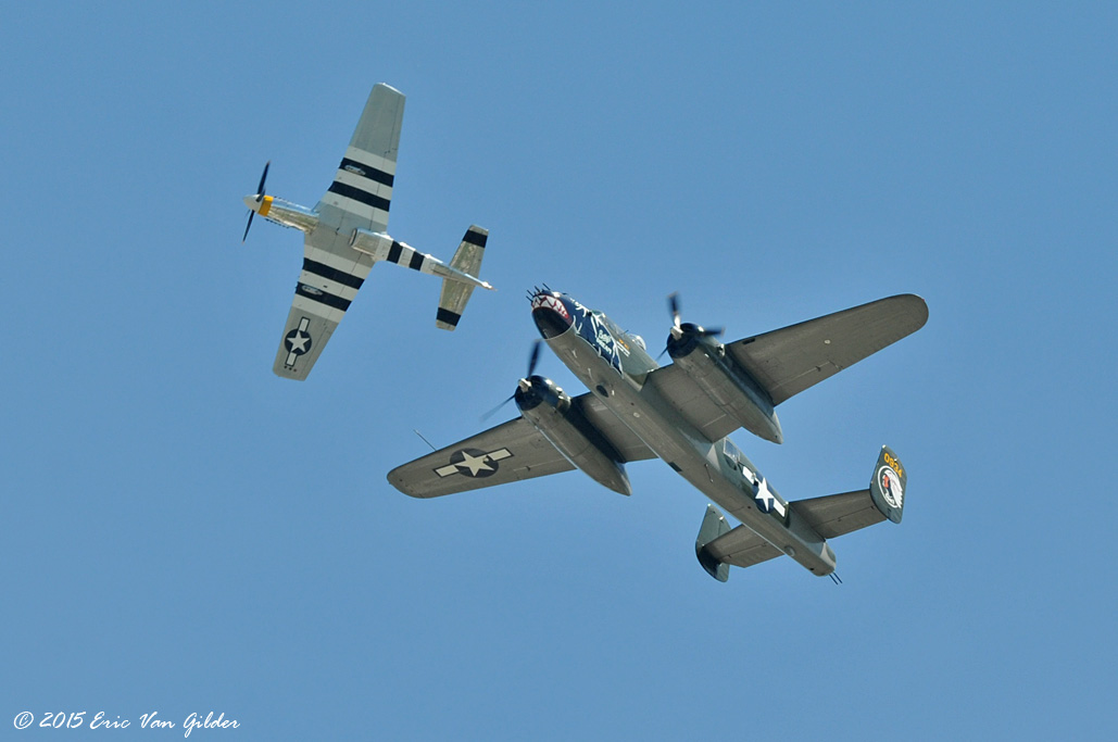 P-51 over B-25