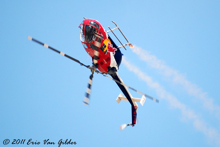 Chuck Aaron in the Red Bull Helicopter