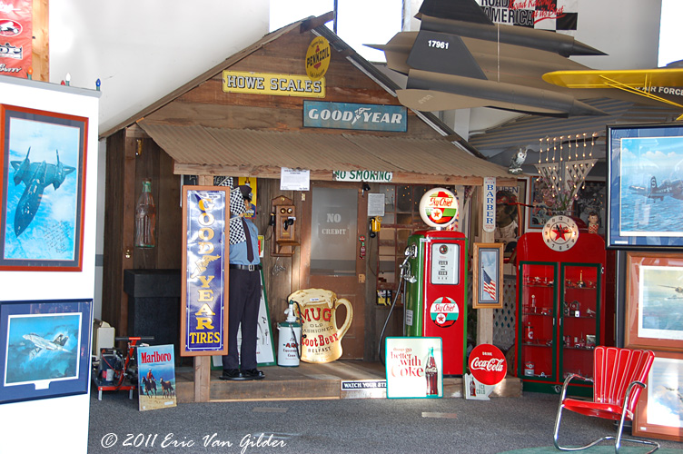 Flase store front in hangar
