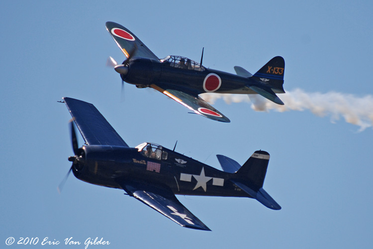 F6F Hellcat and A6M3 Zero