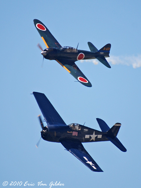 F6F Hellcat and A6M3 Zero
