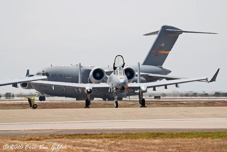 C-17 backups up behind the A-10 Warthog