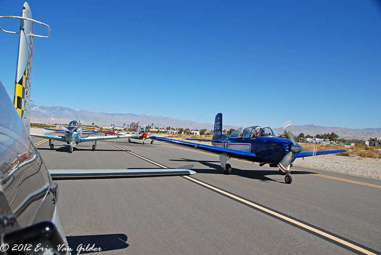 Alpha, Bravo, Charlie flights taxiing back to the museum.