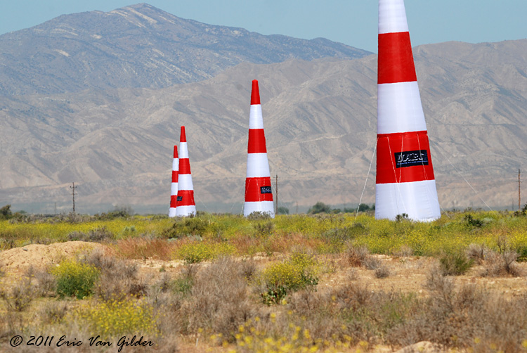 Row of pylons