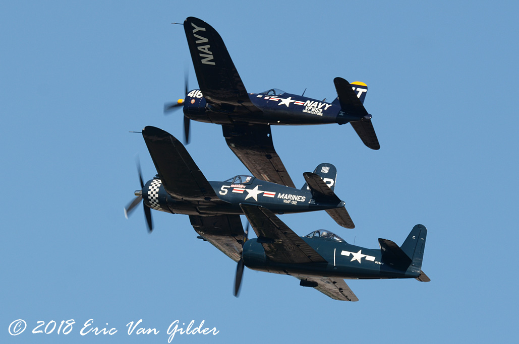 F4U corsairs with an F8F
        Bearcat